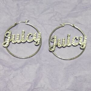 Juicy Couture Silver Crystal Hoop Earrings
